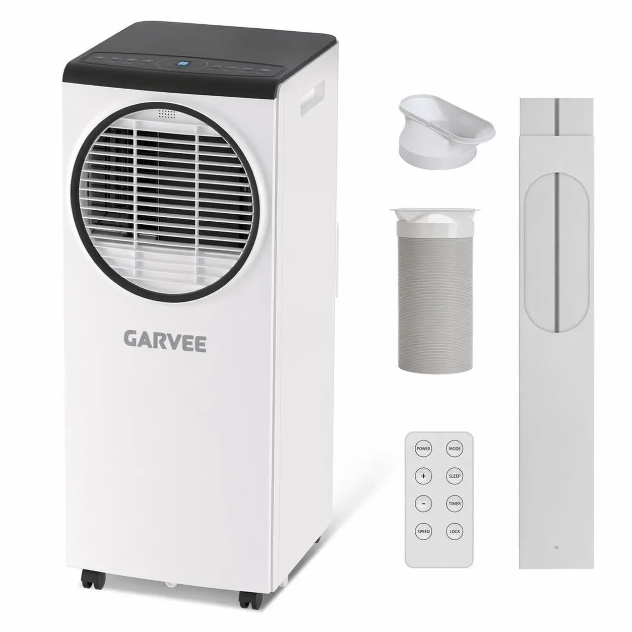 Portable Air Conditioner 8000 BTU White 3-in-1 Cool Dehumidifier Fan, Digital Display Remote & Window Kit for Small Rooms Under 350 Sq.Ft home bedroom office