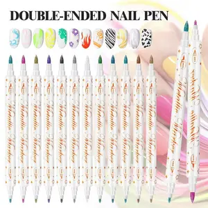 Dual-Ended Nail Art Pen, Fluorescent Tips, DIY Manicure Tool, Abstract Lines, Floral Patterns, Smooth Application, Perfect Gift for Women
