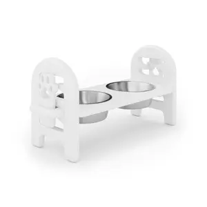 Aobtkel®White Adjustable Pet Bowl Travel Ready HDPE Durable Poly Lumber Recycled On-Site