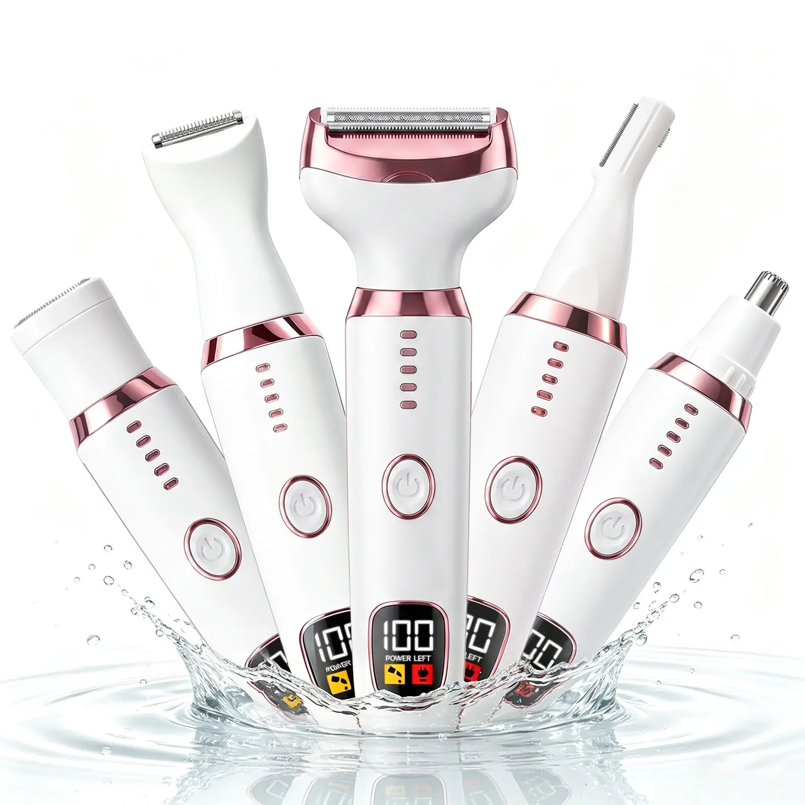 5-in-1 Multifunctional Electric Hair Removal Device, Women's Full-Body Washable Home Hair Removal Device, Face, Eyebrow, Lip, Body Hair Trimmer, Bikini Line, Intimate Area Shaver, Underarms, Legs, Arms, Full Body Painless Hair Removal Tool