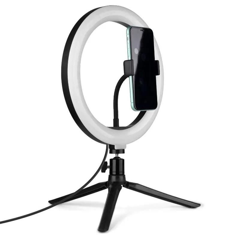 Selfie Ring Light with Tripod Stand, LED Selfie Fill Light with 360° Rotation and 5 Lighting Modes, Selfie Light with Phone Holder for Live Stream/YouTube Videos/Make up/Photography, Selfie Accessories