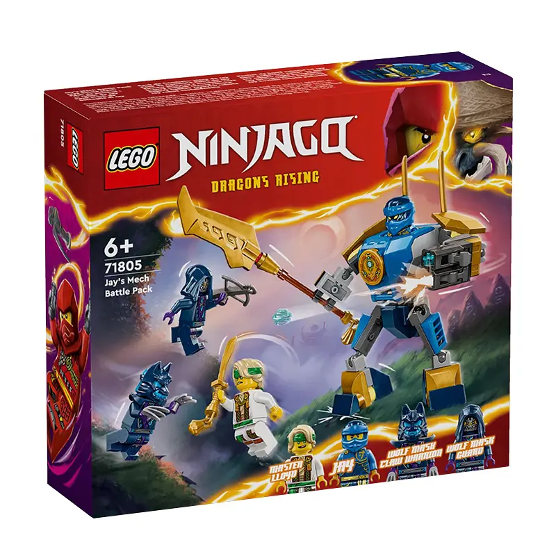LEGO Ninjago Dragons Rising Jay's Mech Battle Pack 71805 - 6+ Years - Includes Wolf Bots, Claws, and Dragon - Perfect for Fans