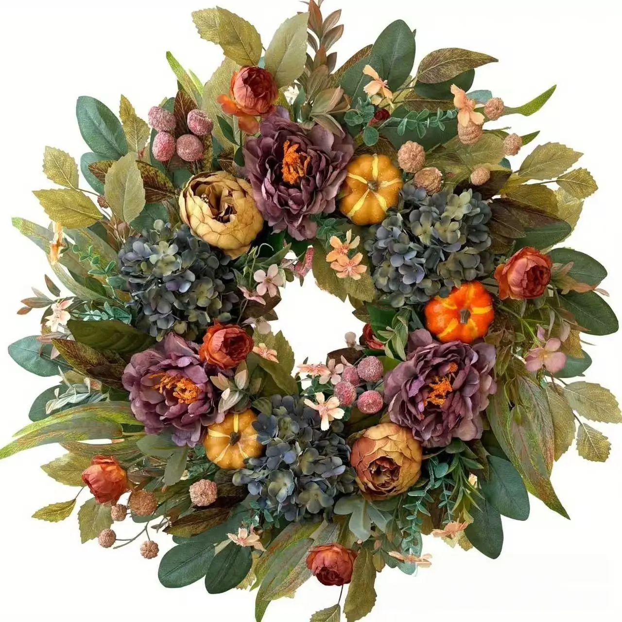 Autumn Decoration Wreath, Thanksgiving Halloween Christmas Pumpkin Maple Leaf, Realistic Fall Decor, 1pcs Harvest Festival Wreath