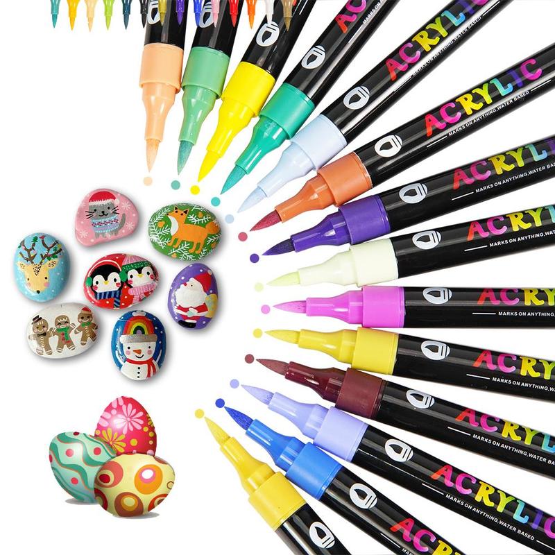 Acrylic Paint Marker Set, 120 Colors Acrylic Paint Marker Pen with Storage Bag, Art Marker Pen for Stone, Wood, Canvas, Ceramic, Metal, Glass, Rock Painting, Acrylic Art Kit