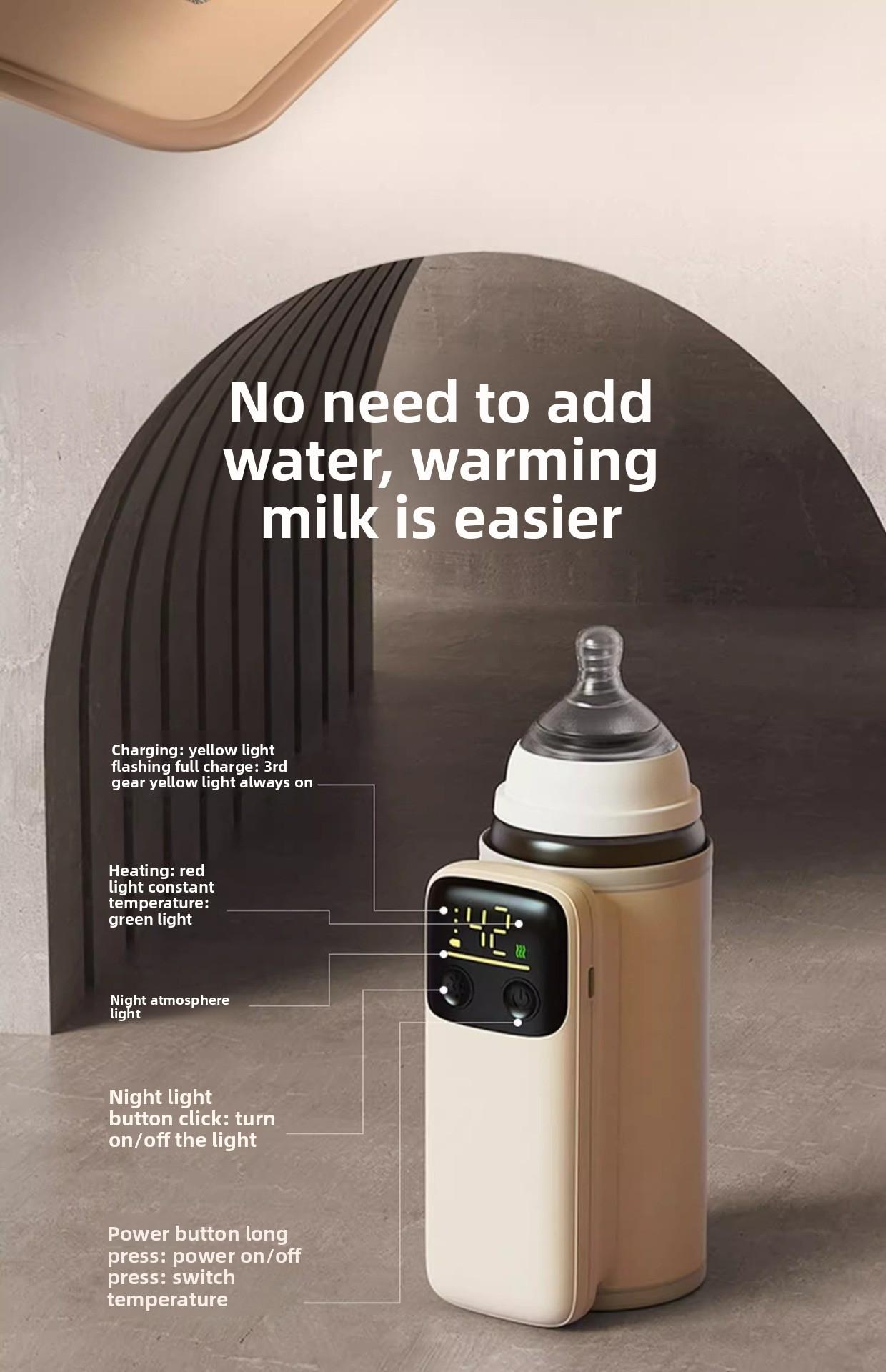 Baby bottle insulation cover with battery storage, portable for outdoor use, waterless heating, wireless constant temperature, rechargeable milk warmer