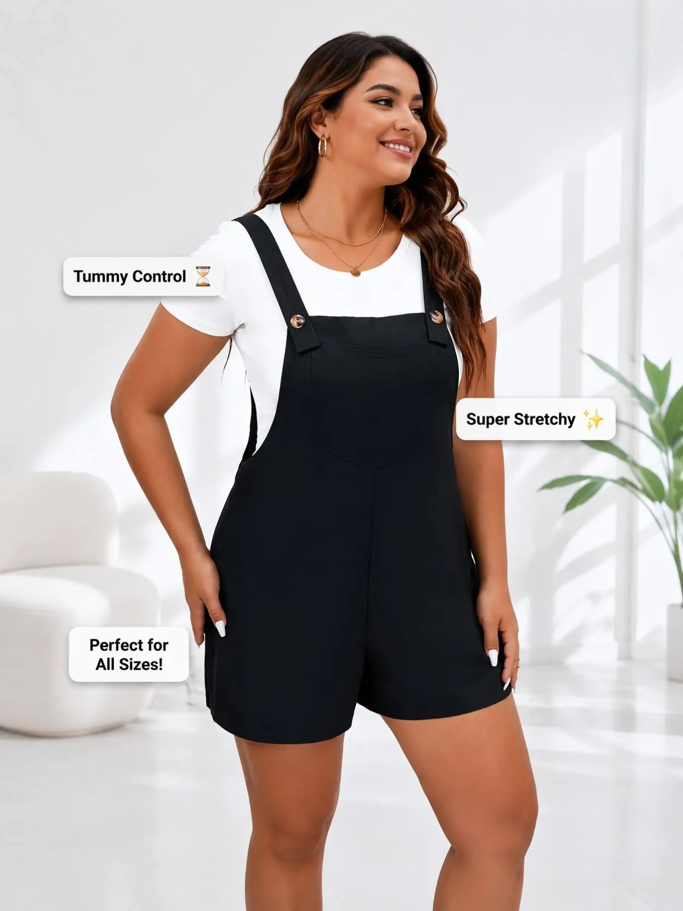 Elegant Women's Strapless Loose Fit Casual Romper, Square Neck + Pockets, Ideal Choice for Spring/summer/autumn, Comfortable and Stylish