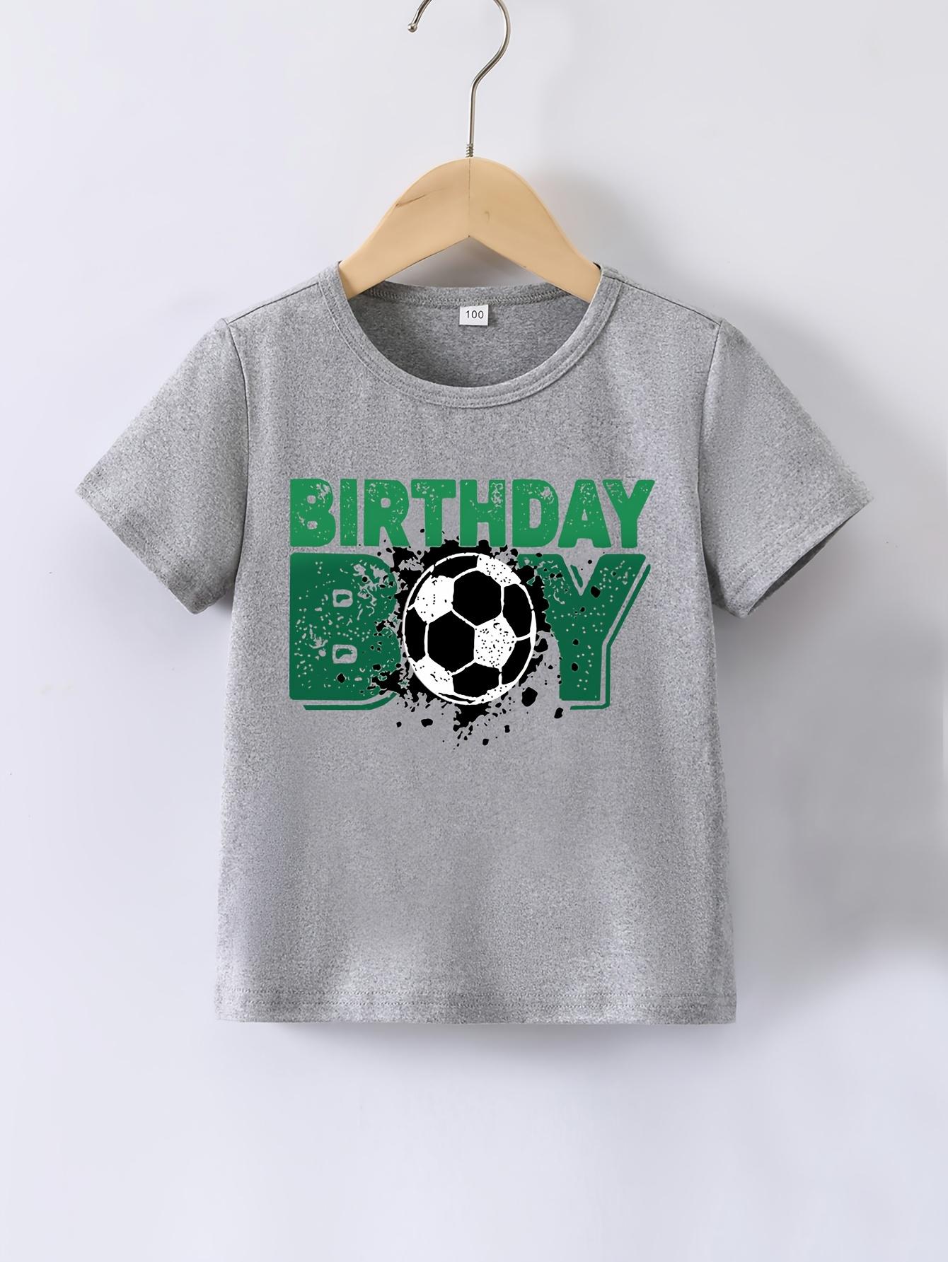 Boys' Summer Short-Sleeved "Soccer Loving Birthday Boy" Print T-Shirt