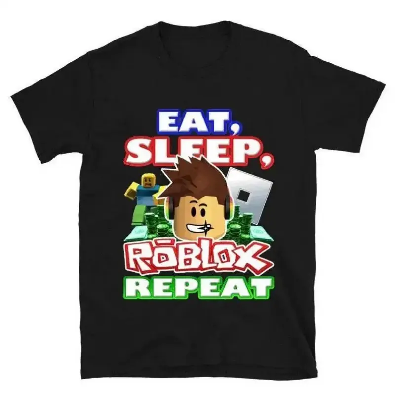 Eat, Sleep, Roblox Repeat Roblox Shirt Showcasing Nostalgic and Iconic Gaming Artwork