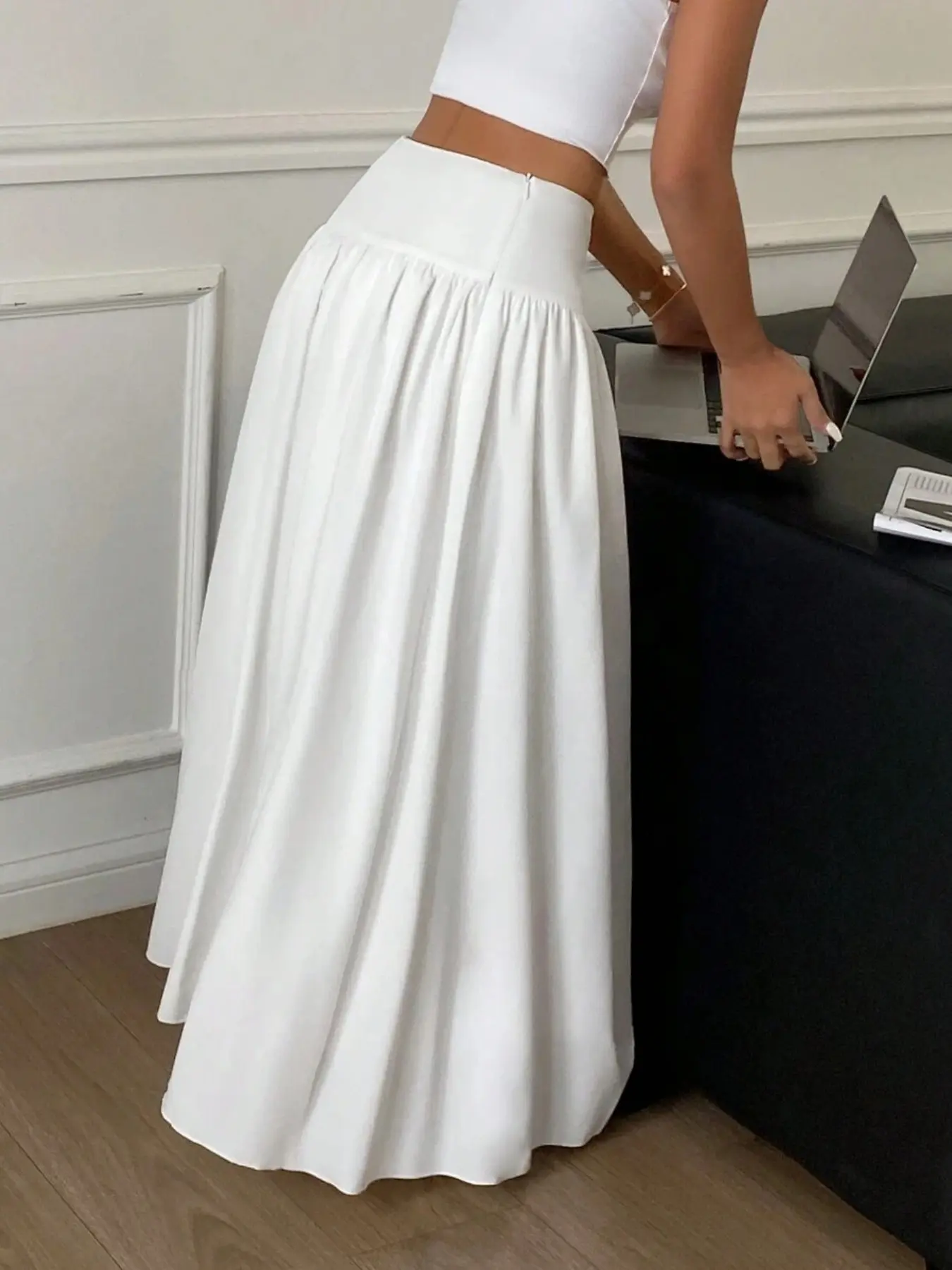 Women's High Waist A-Line Long Skirt, Elegant Loose-Fit Dress, Casual Office Wear, Flattering and Slimming, All Seasons