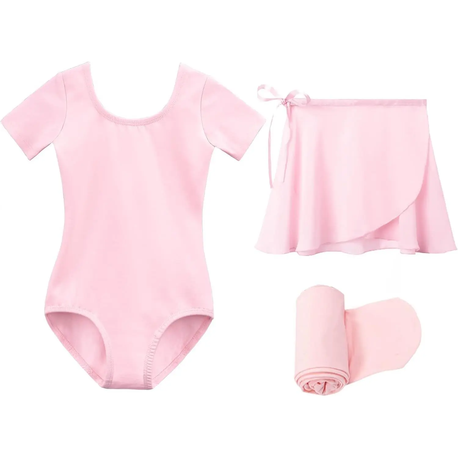 Girls Toddler Ballet Leotard Dance Combo with Removable Skirt and Durable Footed Tights – Crew Neck, Fully Lined Front, High Elasticity, BreathableGift