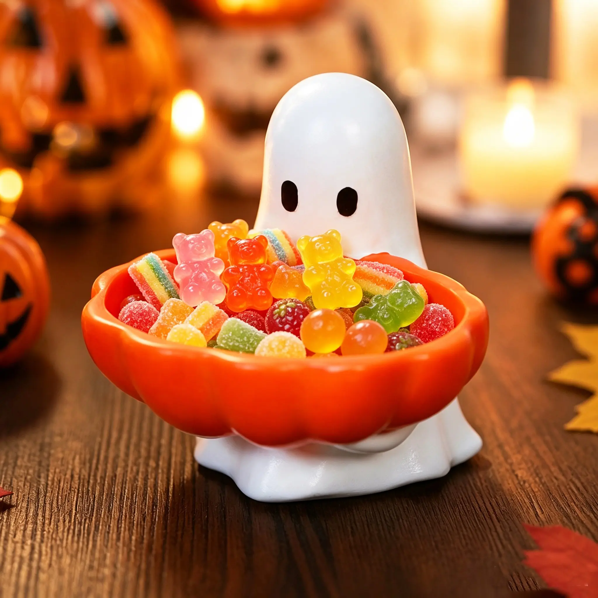 Halloween Candy Bowl, Ghost Shaped Candy Dish, Ghost Serving Tray, Cute Pumpkin Candy Dish for Trick or Treat, Resin Decorative Snack Bowl Holder, Spooky Ghost Table Decor for Halloween Party Home Kitchen Holiday Gift