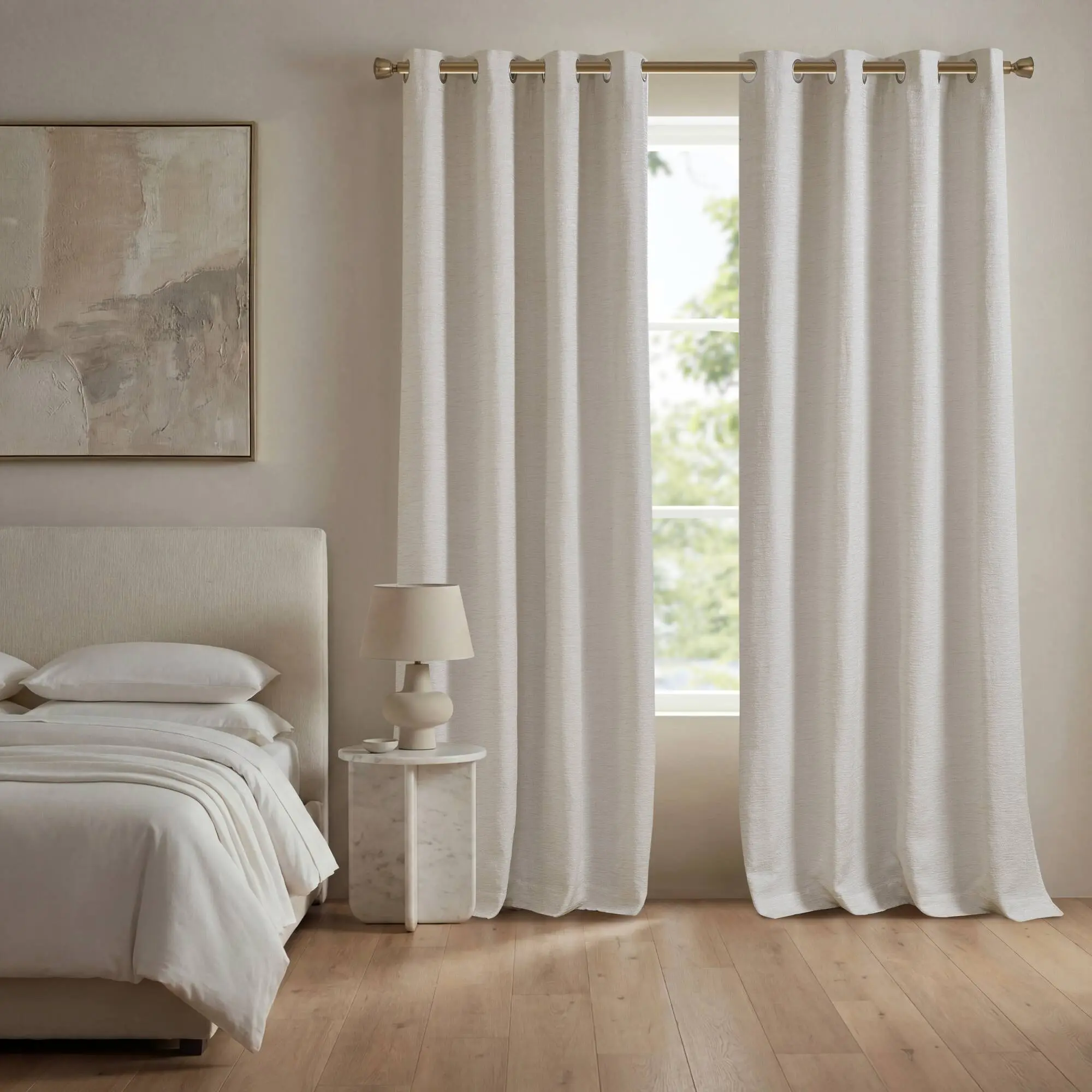 ARCH 2-Pack Total Blackout Window Curtain Panels 52x84 Inch 100% Polyester Room Darkening Drapes for Bedroom Living Room White Thermal Insulated Grommet Top Rod Pocket Curtains, Home Furniture and Household Product Search Terms for US Online Shopping
