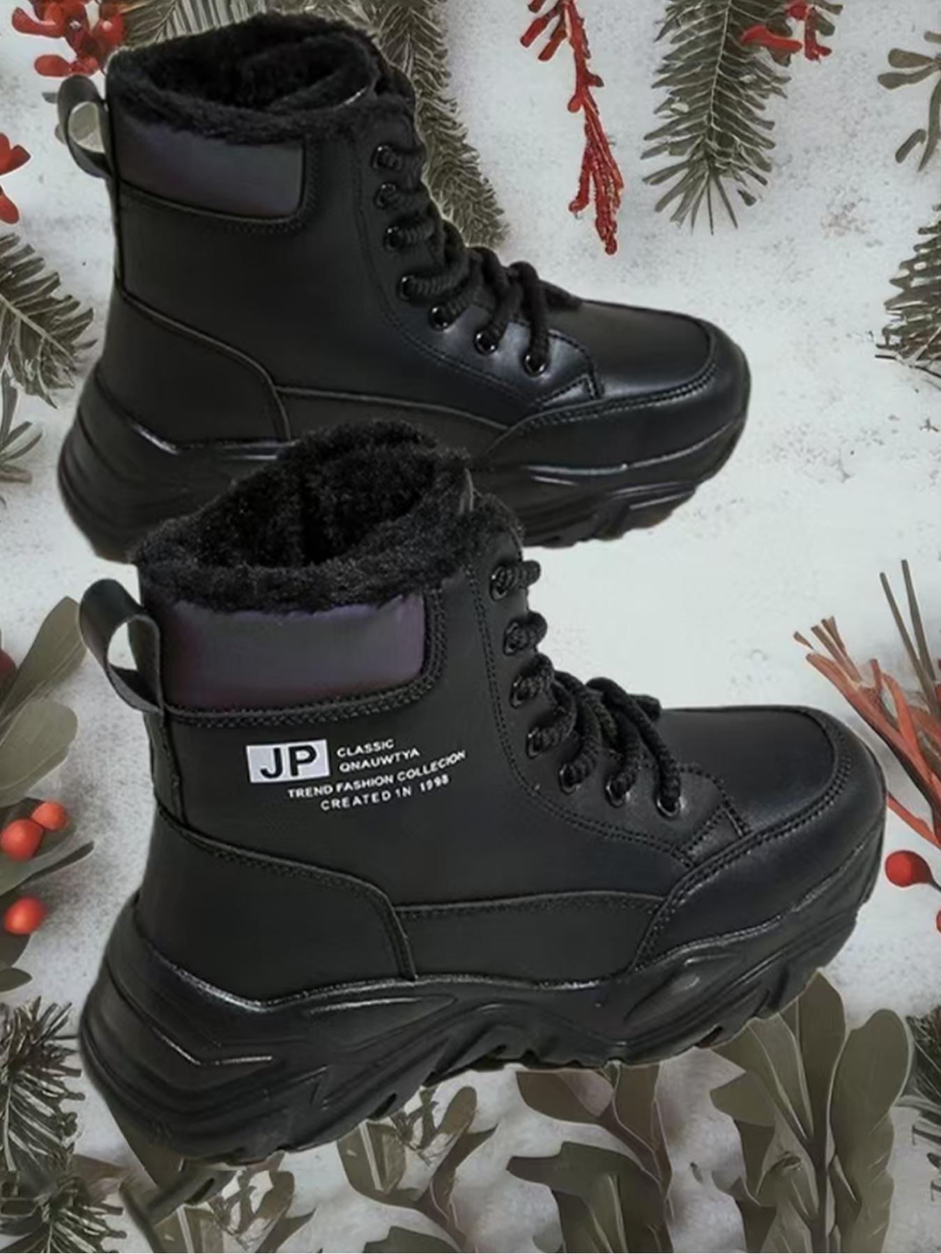 Women's High Top Snow Boots, Warm Cotton Shoes for Autumn & Winter, Anti-Slip Waterproof Outdoor Boots, Slip Resistant Boots, Ideal for Daily Wear & Sports