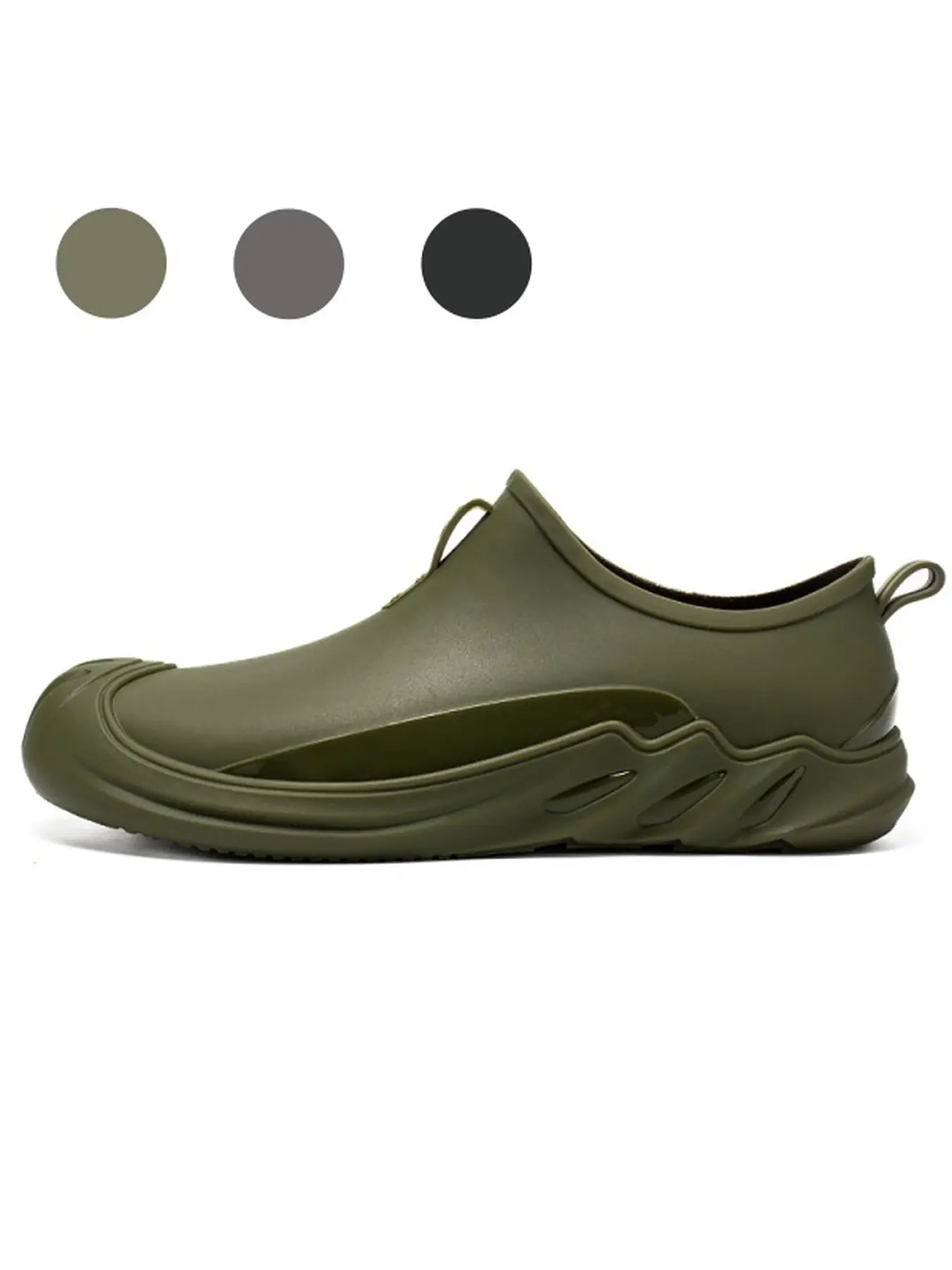 Men's Thick Sole Wear-resistant Low-top Waterproof Walking Shoes, Slip-on Casual Rain Footwear For Outdoor Fishing & Yard Work
