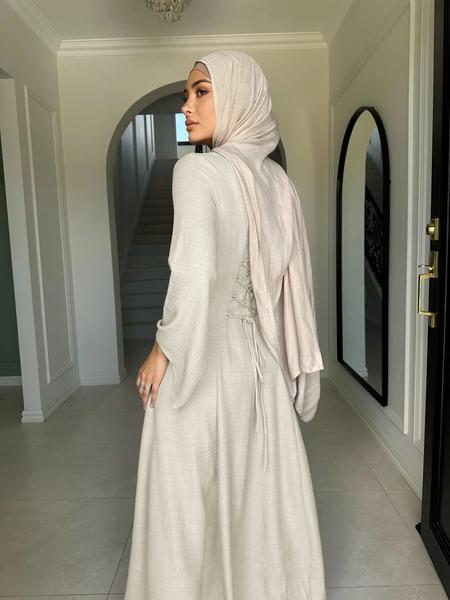 Women's Muslim Long Dress, Casual Style Back Tie Design, All Season Wearable, Elegant & Comfortable Fit, Perfect for Daily Use, Hijabi Cute Dresses
