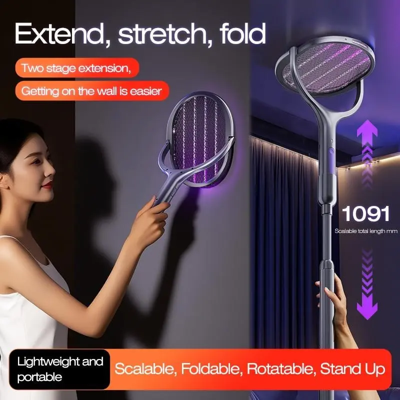 Handheld Mosquito Swatter Light, Rechargeable USB Mosquito Trap Lamp, Mosquito Killer, Mosquito Zapper Killer, Electronic Mosquito Zapper, Safe for Home Office Backyard Patio Camping RV, Multi-Scene Use