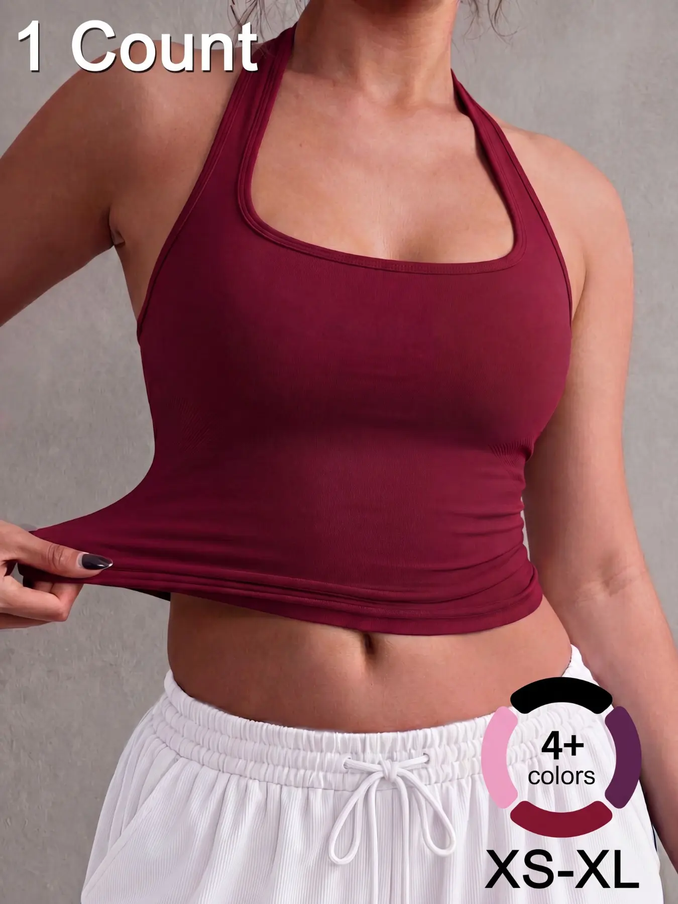 Women's Yoga Solid Removable Chest Pad Sports Halter Neck Tank Top, Casual Comfort, Durability and Athletic Fitted Halter Neck Workout Backless Top for Yoga Gym Workout, Ladies Sportswear for All Seasons, Backless Sports Vest