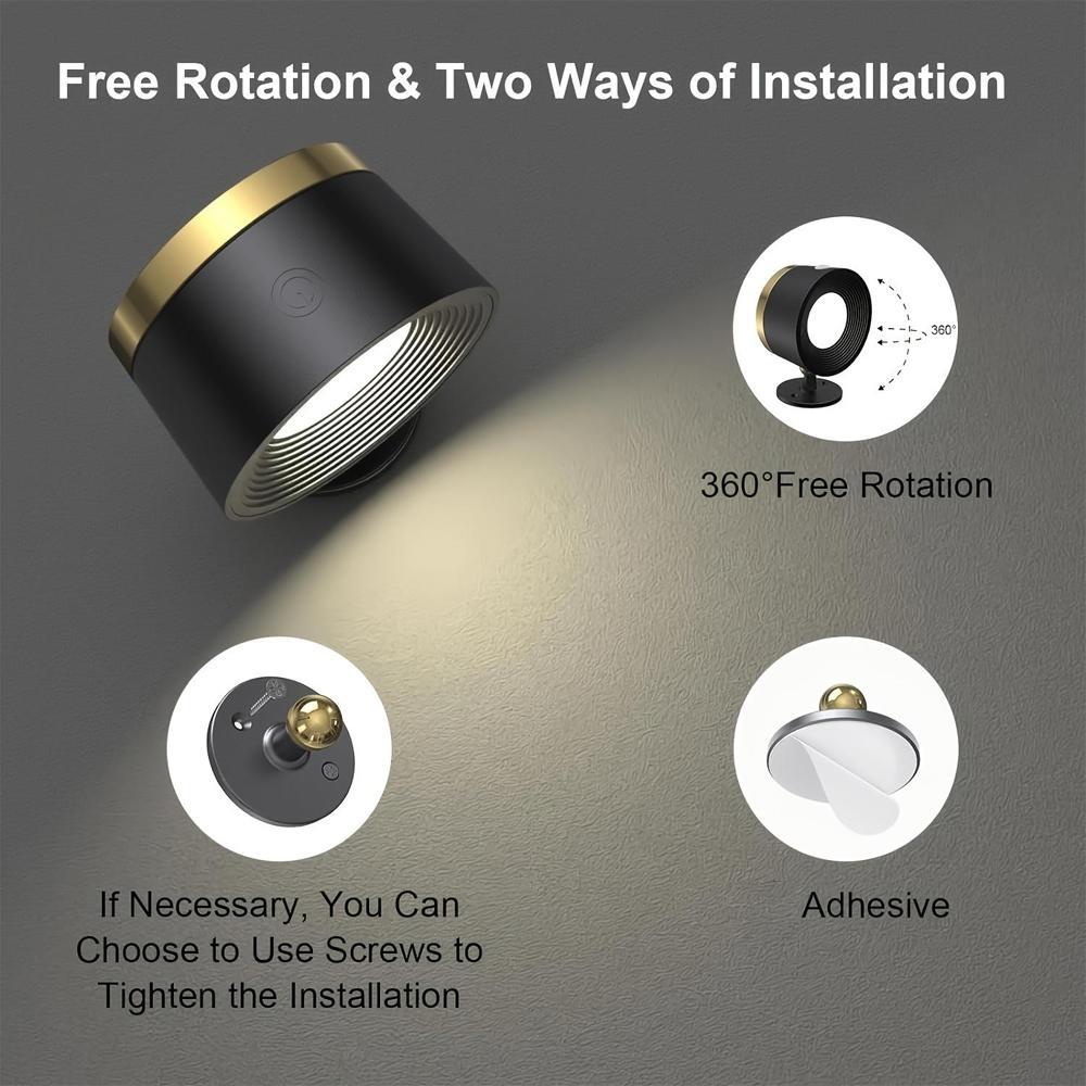 USB Rechargeable Smart LED Wall Light, 1/2 Counts RGB Night Light with Remote Control, 360° Rotatable Spotlight for Bedroom, Bedside, Display Wall, Cabinet, Hallway, Game Room