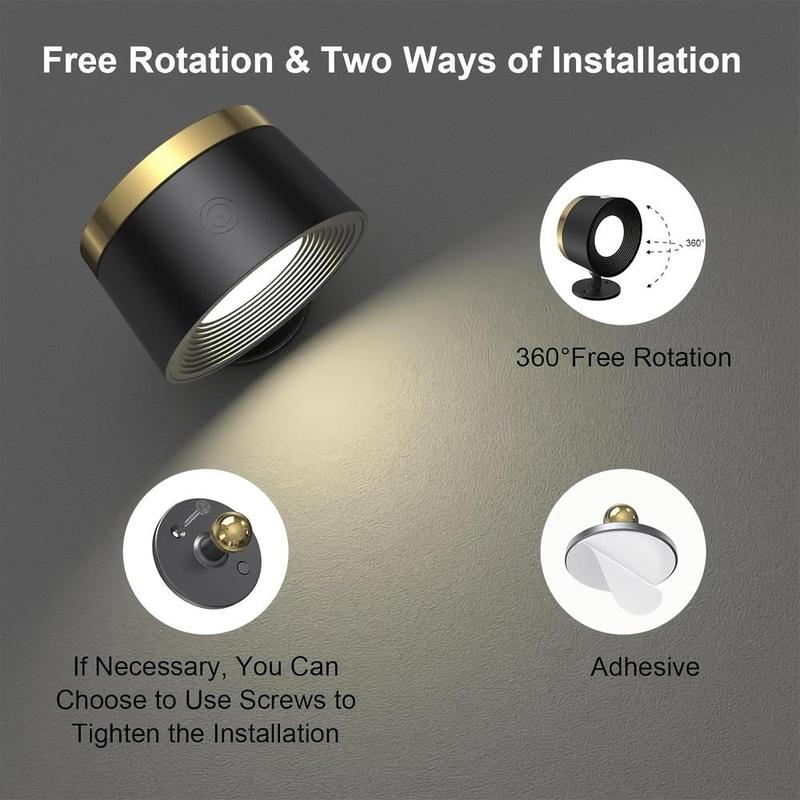 USB Rechargeable Smart LED Wall Light, 1/2 Counts RGB Night Light with Remote Control, 360° Rotatable Spotlight for Bedroom, Bedside, Display Wall, Cabinet, Hallway, Game Room #TOP PICKS