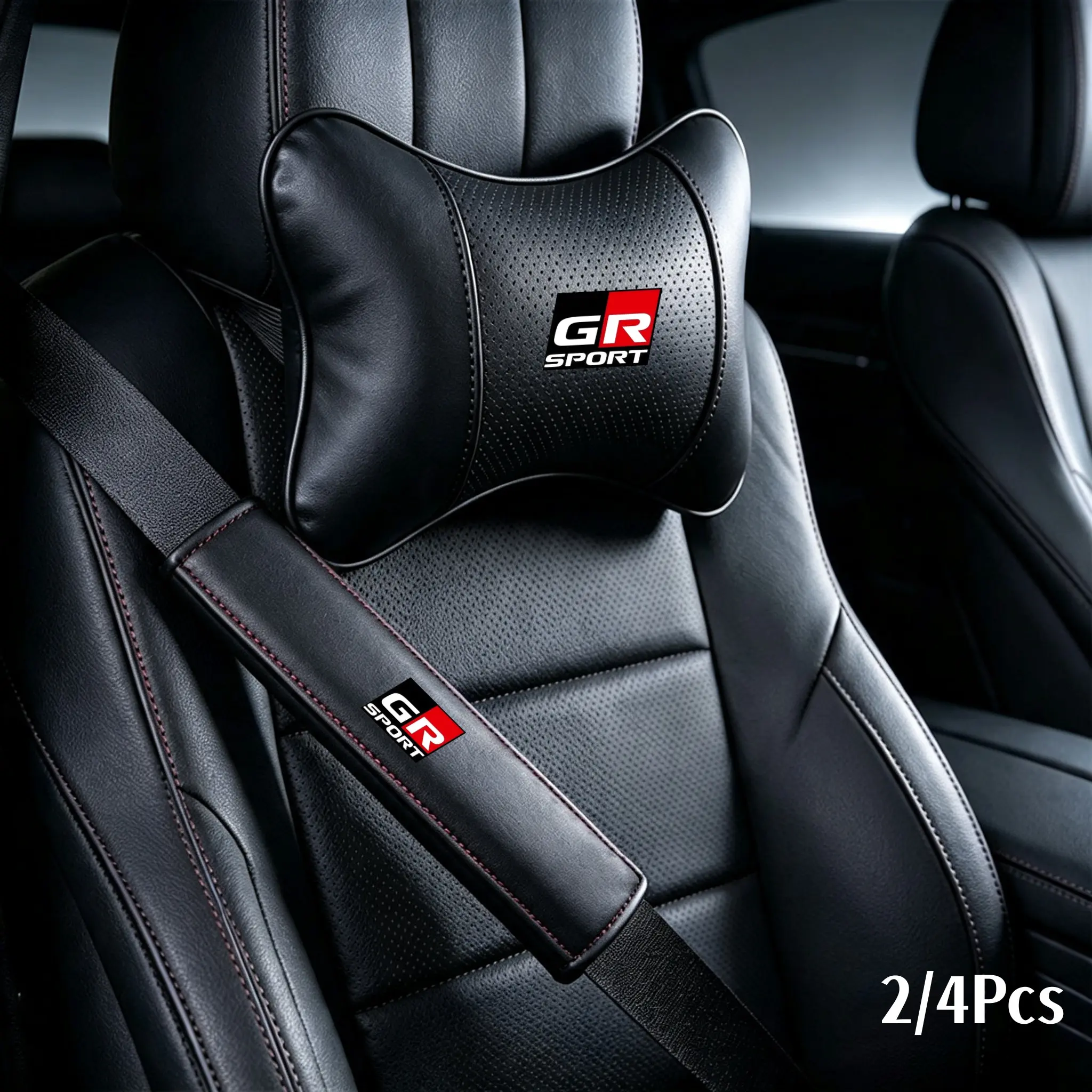Car Seat Headrest Neck Pillow Cushion, Seat Belt Shoulder Pad for Toyota Models, Comfortable Support for Driving, Universal Fit