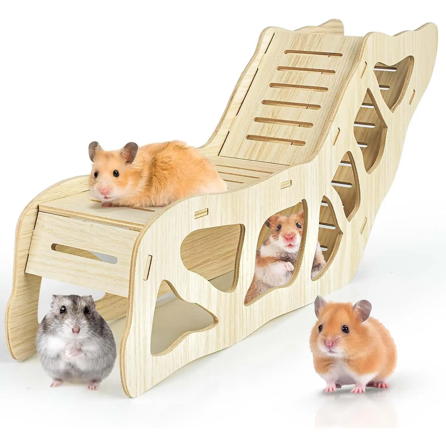Connectable Plastic Hamster Tunnel Hideout with Built-in Climb Ladder, Small Animal Cage Habitat Decor for Hamsters, Built-In Ladder