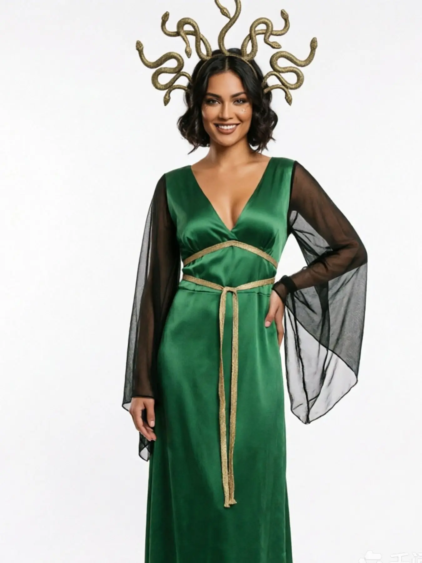 Halloween Stage Costumes Adult Greek Mythology Cyan Serpentine Cosplay Costumes Adult Novelty Party Supplies Costume Set