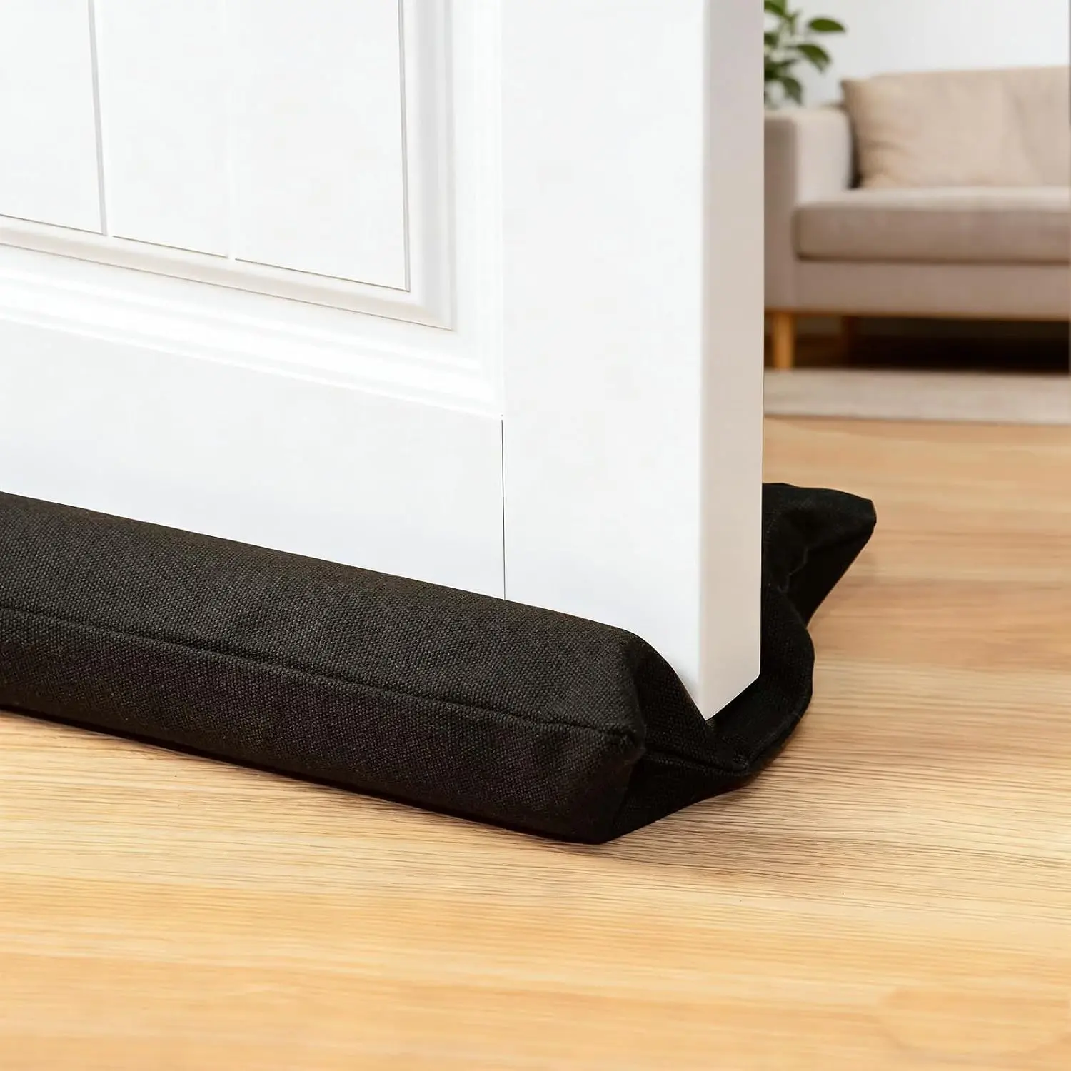Under Door Draft Stopper 24-30" Adjustable Wind Stopper for Door & Window,  Door Sweep Air & Noise Blocker for Bottom of Doors Double Side Seal - Black
