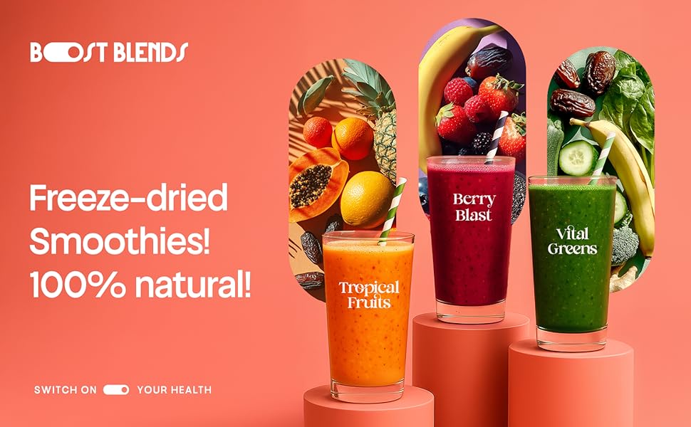 Mix For Blender Freeze Dried Powder for Healthy Smoothies, Smoothie Bowls, Shakes, Cream Machine, Oatmeal, Yogurt Baking Vegan, Gluten Free, No Added Sugar Rich in Antioxidants, Fiber Vitamins