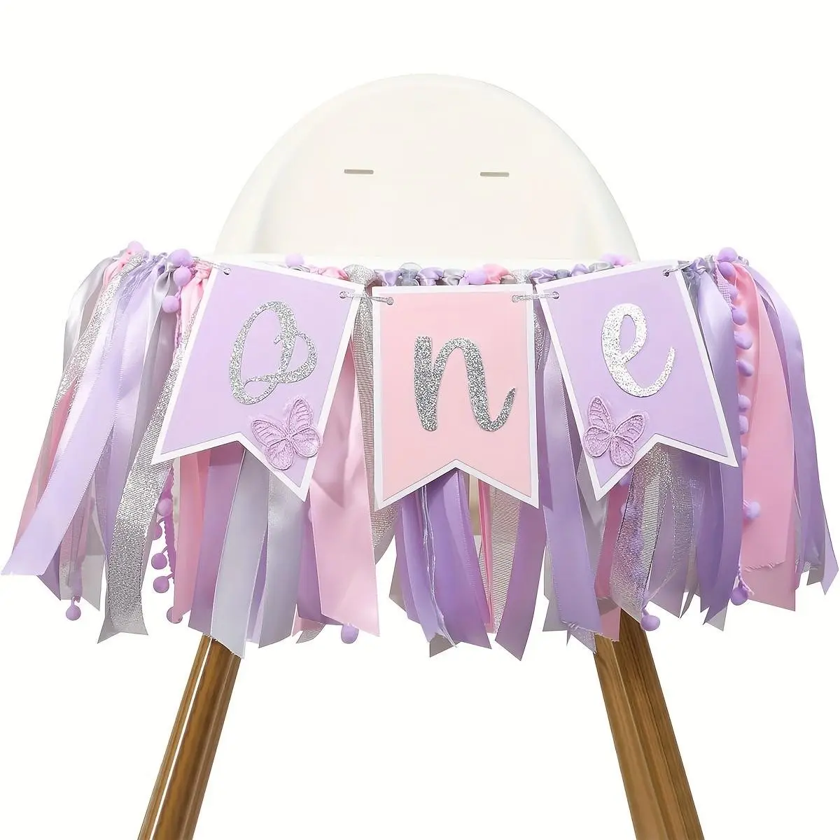 Butterfly High Chair Banner, 1st Birthday Decoration, Spring Birthday Decor, Girl's 1st Birthday Photo Prop