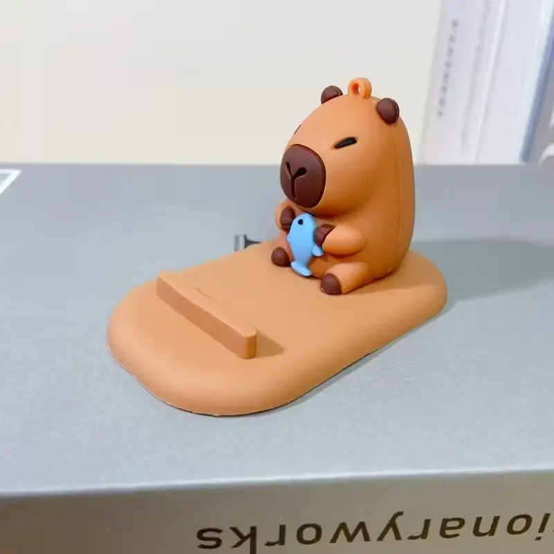 Adorable Capybara Phone Stand, Charming Capybara Figurine, Desk Decor, Tiny Ornament, Perfect Little Gift, Cute Office Accessory