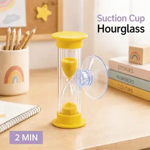1pc 2-minute hourglass timer with suction cup, mini hourglass, rotatable hourglass timer, suitable for toothbrushes, classrooms, games
