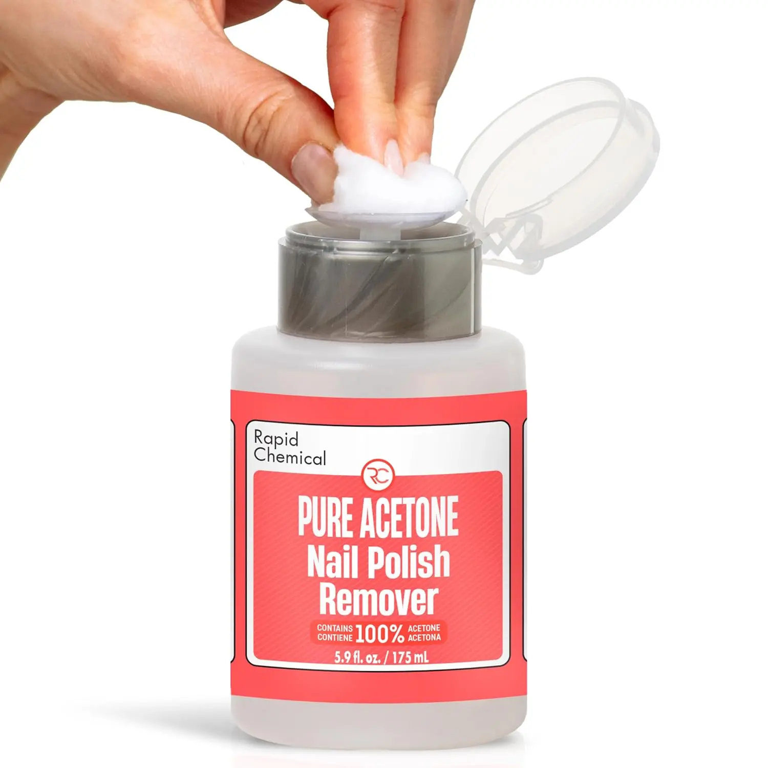 100% Pure Acetone Nail Polish Remover and Gel Nail Polish Remover With Built-in Pump (175ml / 6 fl.oz)