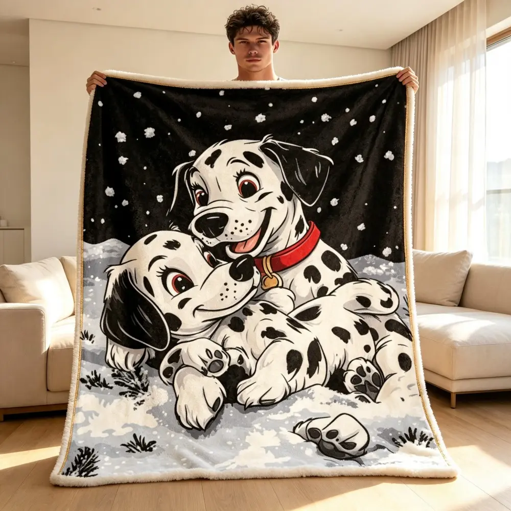 Dalmatian-Themed Blanket – Lightweight flannel home bedding throw suitable for sofa beds, travel, camping, living rooms, offices, armchairs, and beds. Soft, warm, digitally printed flannel fabric—an excellent gift for children, family, and friends.