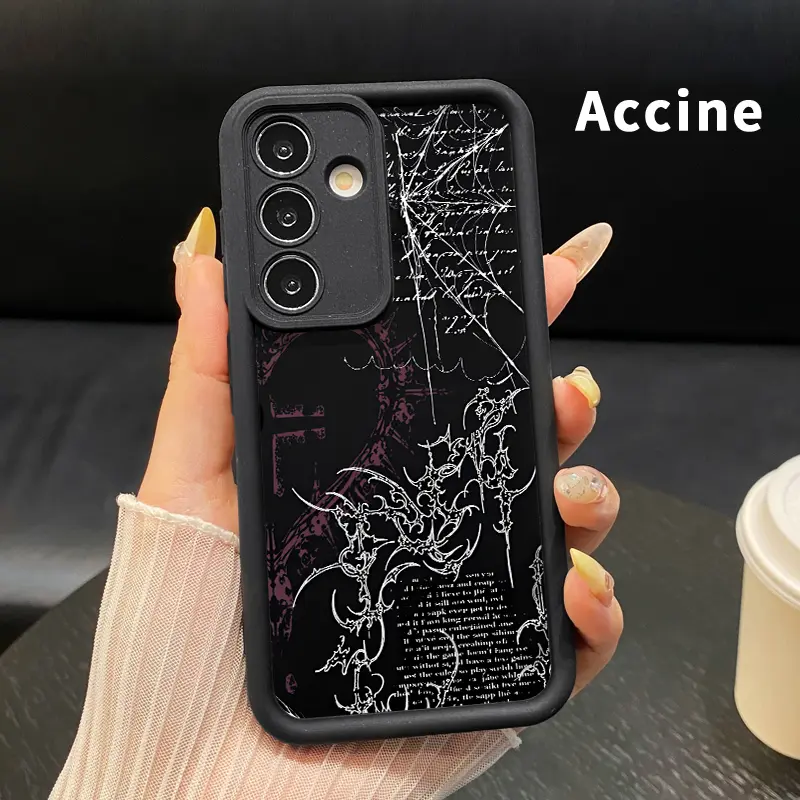 Phone Case Compatible with Samsung Galaxy S26 S23 Ultra S24 Plus S25 S22 Ink - Script Reverie Pattern Shockproof Silicone TPU Bumper Drop Protection Soft Cover