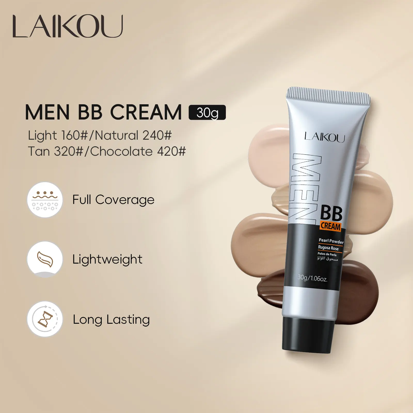 Men's Bb Cream 30g (tube), Multiple Colors Available, Perfect for Daily Use, Enhances Complexion, Long-Lasting Formula, Perfect Cover Bb Cream