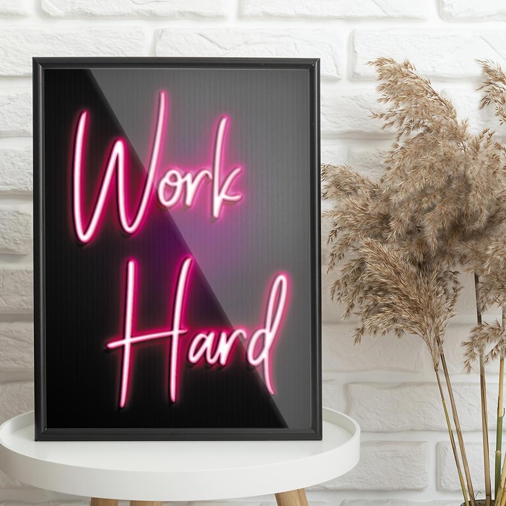 Neon Sign Canvas Painting, 4 Counts/set Modern Encouragement Letter Pattern Wall Art, Wall Decor for Home Living Room Bedroom, Ornaments