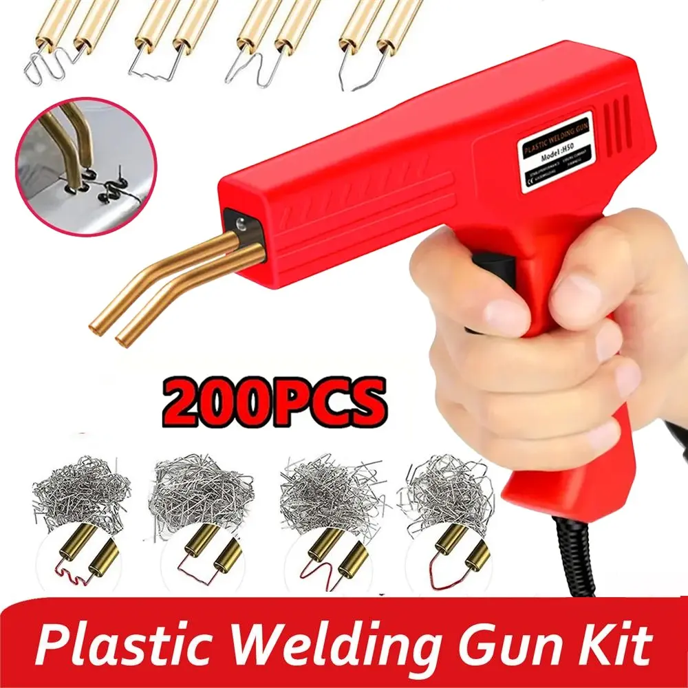 Car Repair Plastic Welder Gun, Quick Heating Durable Multi-Function Plastwelder, Includes 200 Rivets, Ideal for Car Bumper Repair and DIY Projects