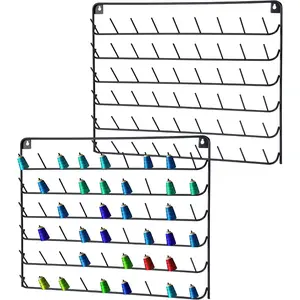 2 Pack Black Wall Mount 54 Spool Sewing Thread Organizer Holder