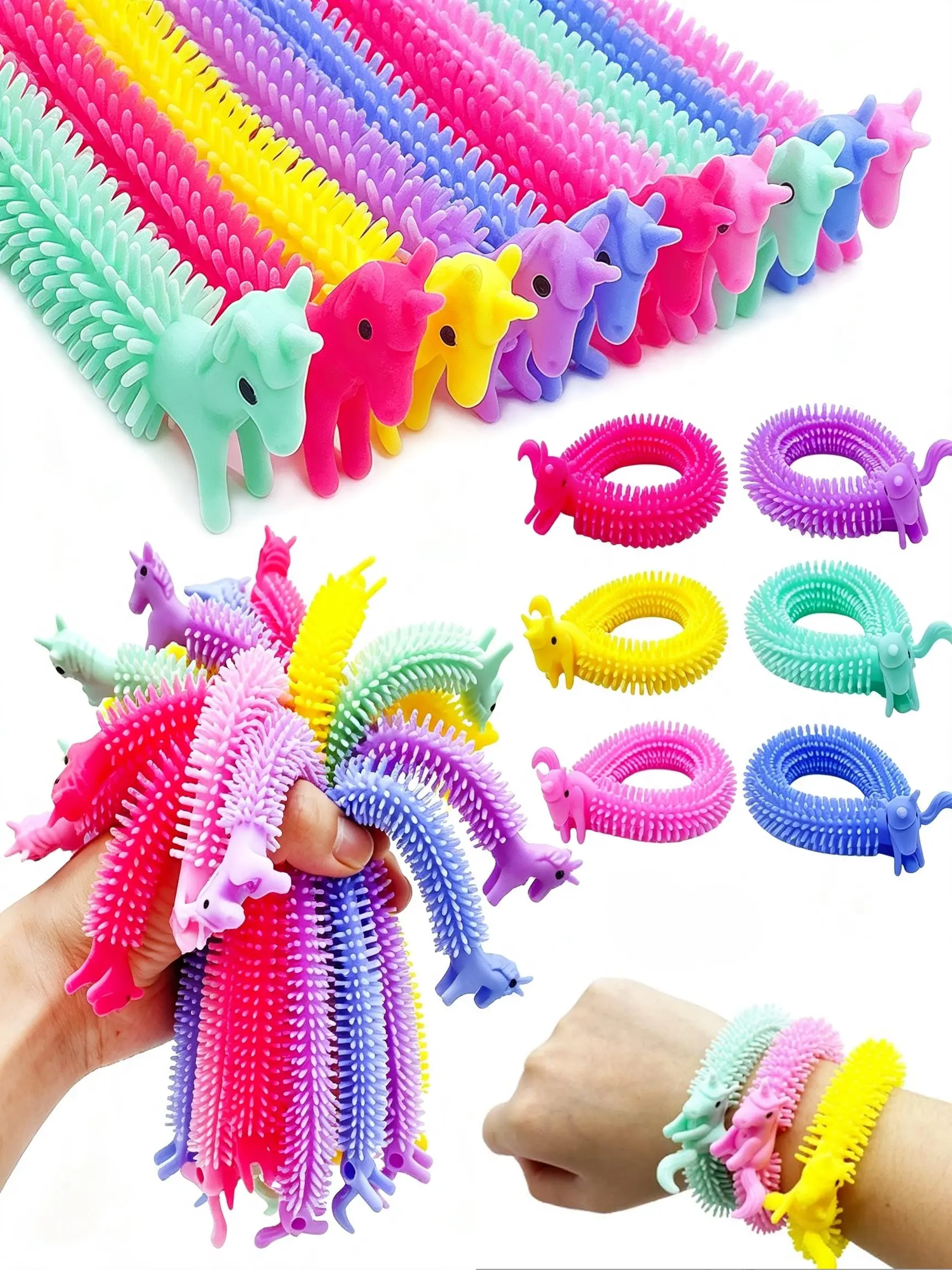 6 Pack Stretchy String Fidget Toys,Sensory Fidget Stretch Toys,Sensory Noodle Strings for Kids Adults Stress Relief,Party Favors