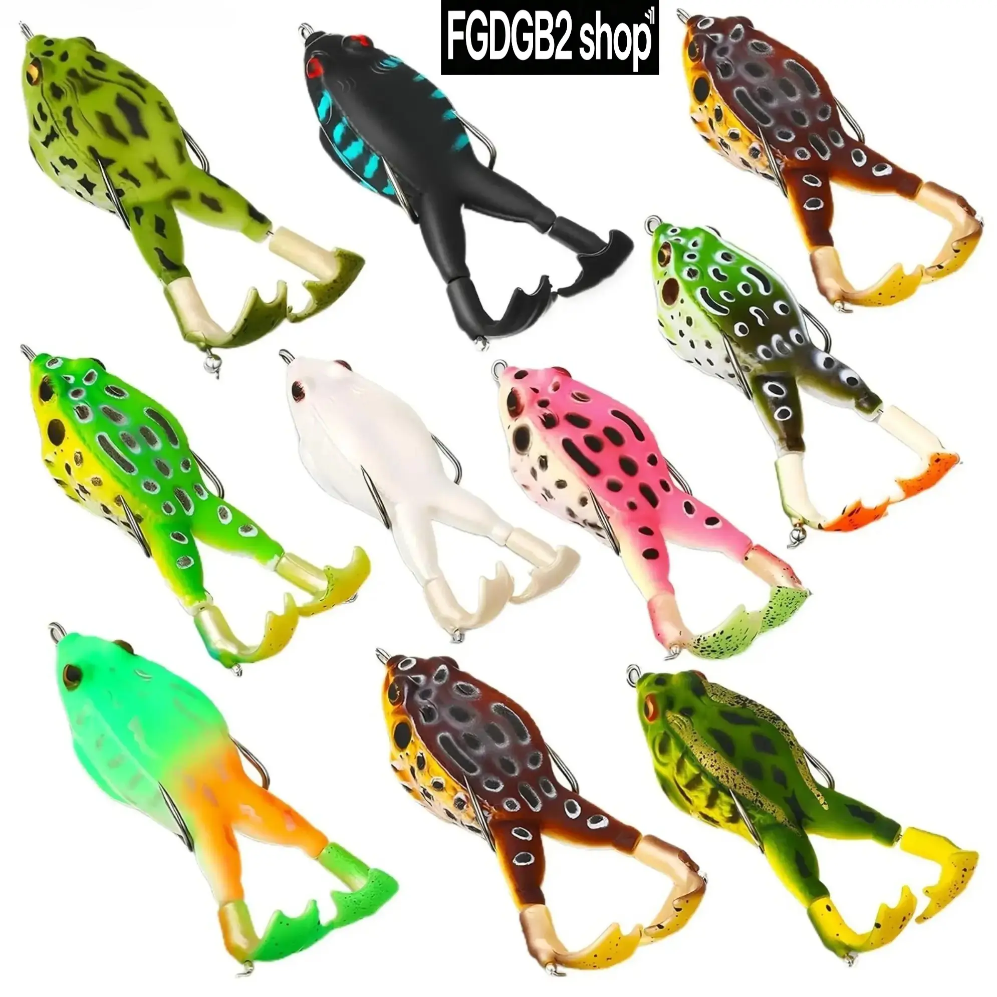 Floating Silicone Topwater Frog Lures (3-10Pcs Multiple Packs) - Outdoor Fishing Equipment with Double Propeller Legs, Multi-Jointed Soft Fishing Lures, Frog Profile Simulation Lure for Bass, Freshwater Lakes