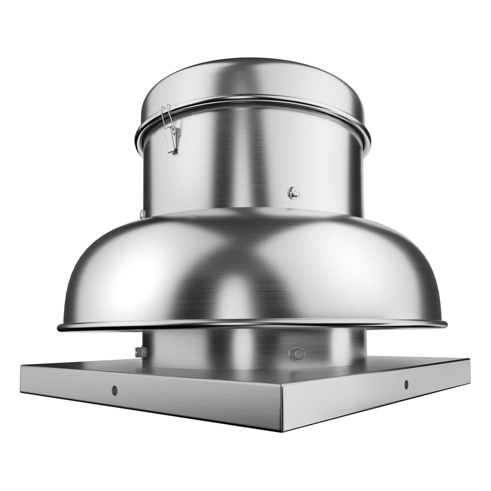 2400 CFM Stainless Steel Upblast Roof Exhaust Fan, 24-Inch Base, Commercial Kitchen & Warehouse Roof Ventilator, Silver