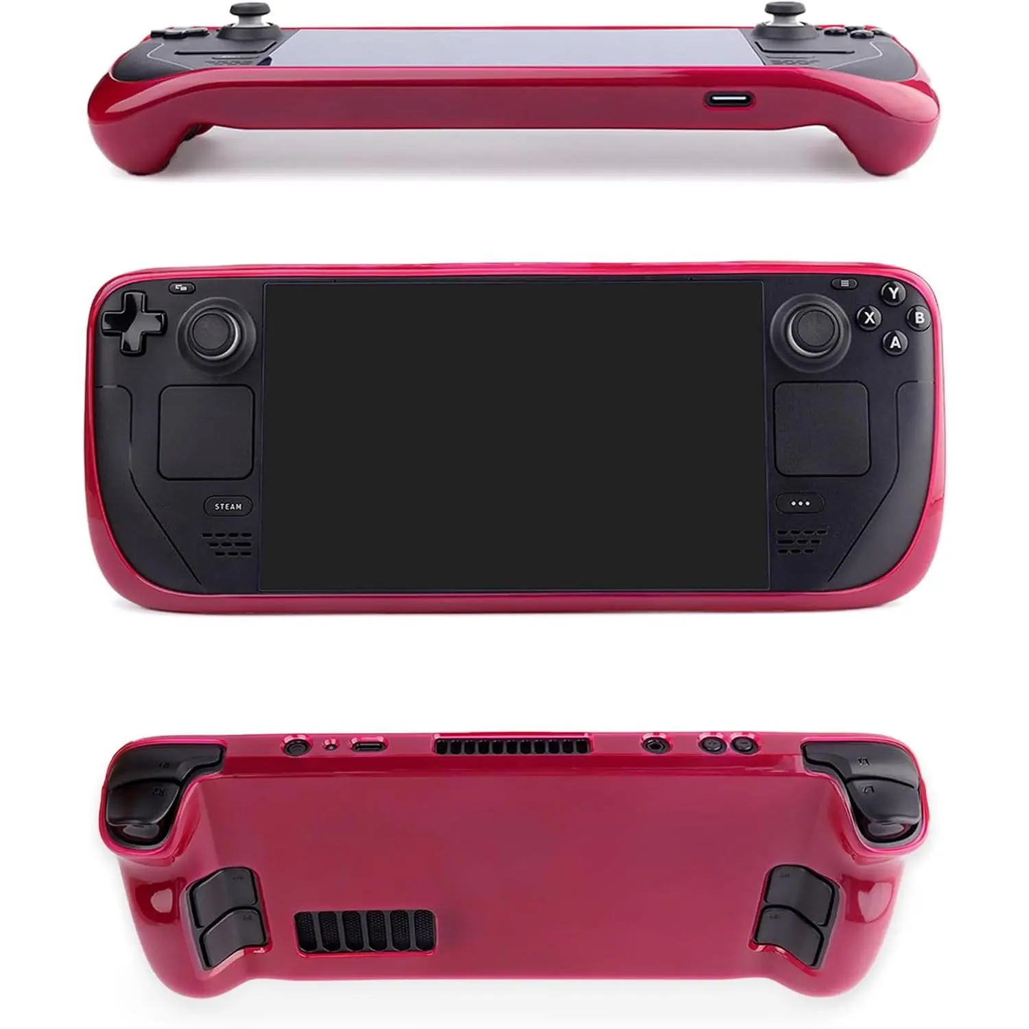 Semi-Transparent TPU Case for Steam Deck LCD & OLED - Shockproof Half Cover with Ventilation & Anti-Slip & Anti-Scratch &  Grip (Blue)