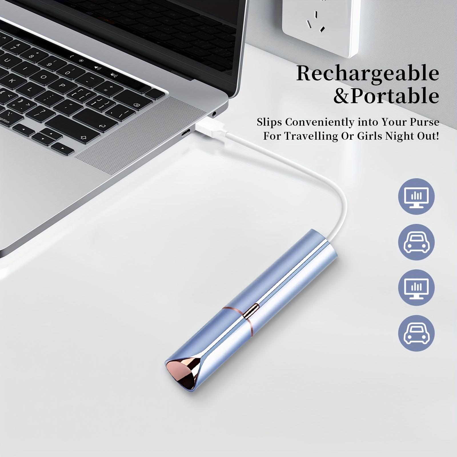 Facial Hair Remover Painless Electric Shaver Women Face Portable Lip Balm Hair Remover for Lips Chin Beard Finger Bikini Trimmer USB Rechargeable Brush Manual Epilator White