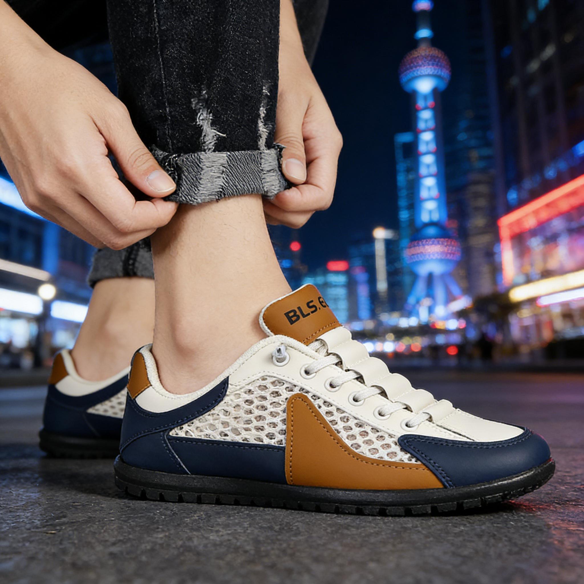 MOVRA1 Male Half Slip-On Casual Walking Shoes - Mesh Cloth, Breathable Cutout Sneakers with Lightweight Non-PVC Wear-Resistant Sole for Daily Walks, Outdoor Travel