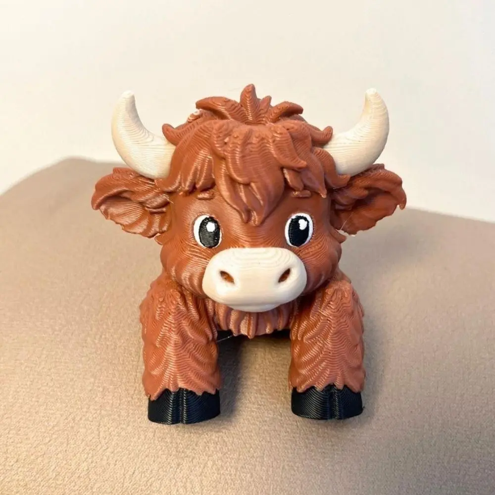 3D Printed Highland Cow Monitor Buddy and Screen Sitter, Emotional Support Desk Companion, Office Decor, Cow Desk Decoration, Work and Study Companion, Stress Relief, Birthday Gifts, Decor Figurine, Desktop Decor, Party Gifts