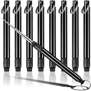 Metal Titanium Toothpicks 8Pcs Black Reusable Keychain Telescopic Toothpick with Titanium Protective Case Holder Multifunctional Stainless Steel Toothpick for Travel Picnic Camping