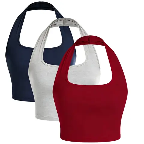 Women's Fashion Sporty Tank Top, Sleeveless Backless Design, Comfortable Casual Summer Wear for Outdoor Activities