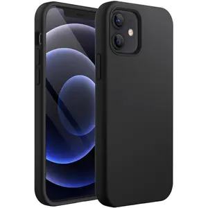JETech Silicone Case for iPhone 12/12 Pro 6.1-Inch, Silky-Soft Touch Full-Body Protective Phone Case, Shockproof Cover with Microfiber Lining (Black)