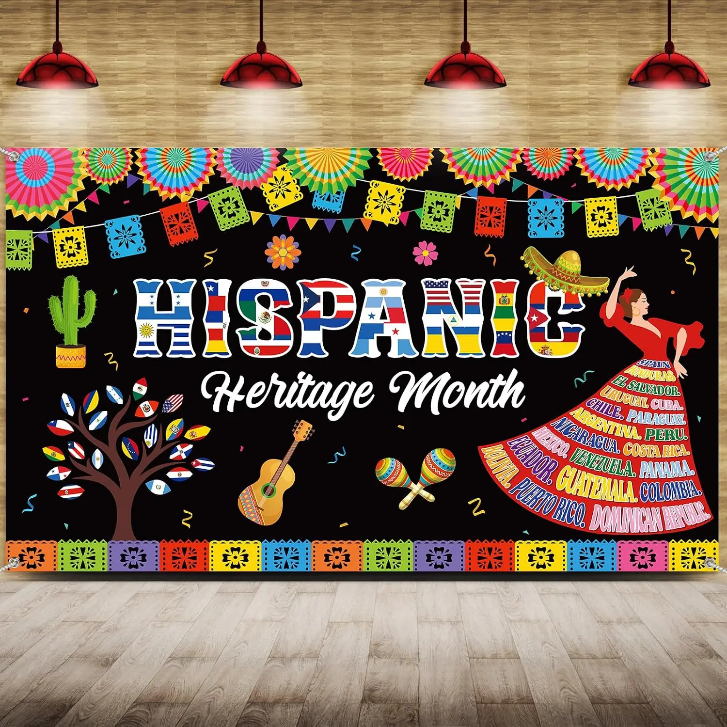 Hispanic Heritage Month Decorations Spanish Classroom Decor Latin  Banner Spanish Bulletin Board Set  Hispanic Heritage Backdrop for School  Party Supplies, 6 x 3.6ft