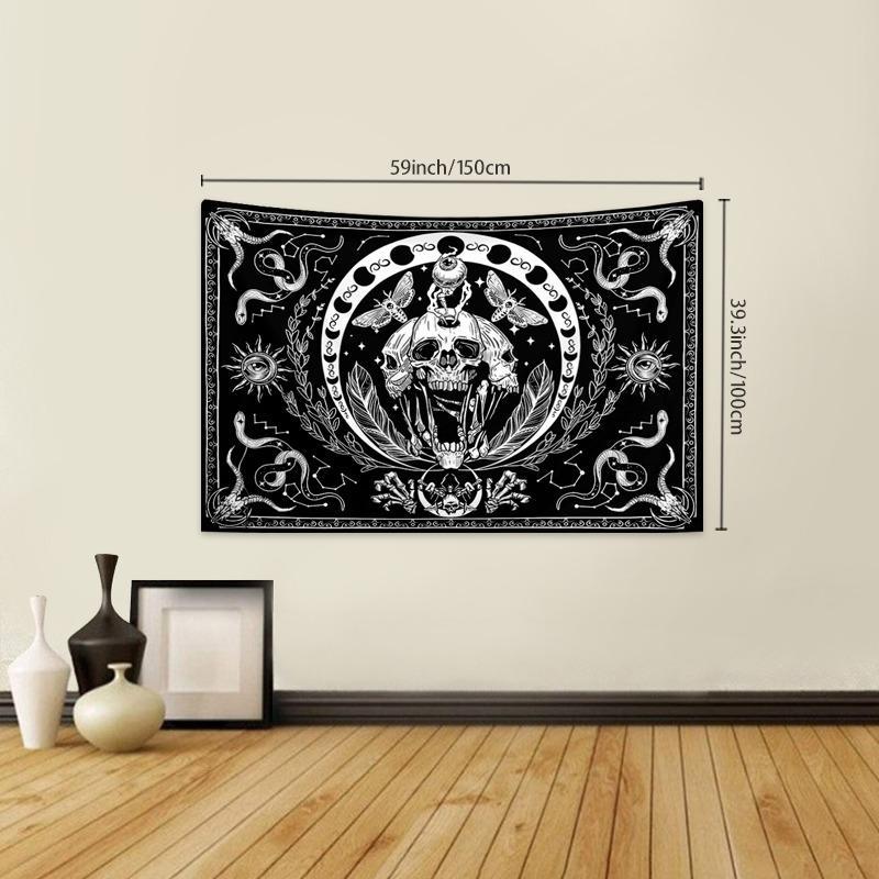 Skeleton Tapestry, Mandala Skull Printed 1 Count Skull Wall Hanging Snake Moth Wall Towel, Aesthetic Wall Art Decor Hippie Tapestry for Bedroom Living Room, Wall Tapestries, Halloween